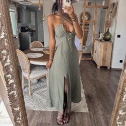 Robe longue LEA kaki