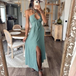 Robe longue LEA vert