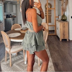 Combishort decolleté LAURENE kaki
