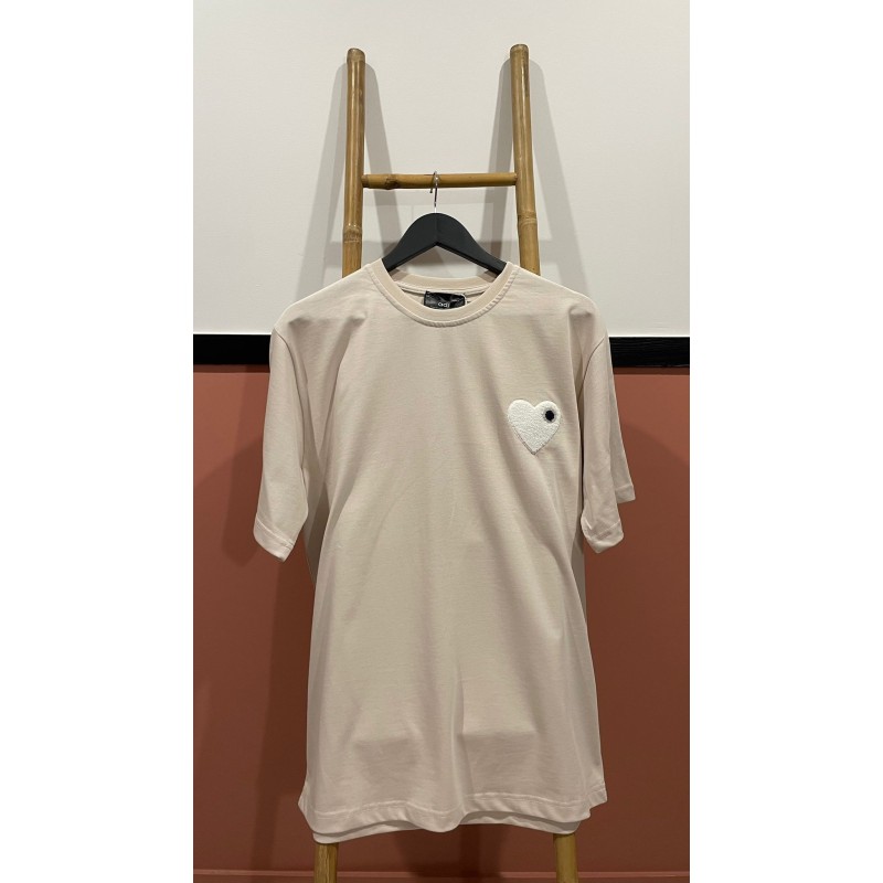 TSHIRT BEIGE COEUR BLANC TSHIRT BEIGE COEUR BLANC