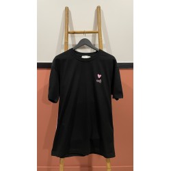 TSHIRT NOIR COEUR ROSE