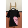 TSHIRT NOIR COEUR ROSE