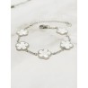 Bracelet en acier inoxydable ajustable 5 Trèfles 5 feuilles blanc