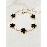 Bracelet en acier inoxydable ajustable 5 Trèfles 5 feuilles noir