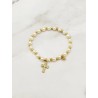 Bracelet en acier inoxydable élastique perles Croix