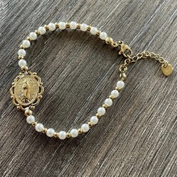 Bracelet en acier inoxydable élastique perles Vierge