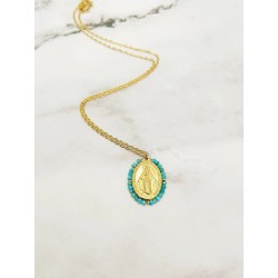 Collier en acier inoxydable ajustable Vierge Perles