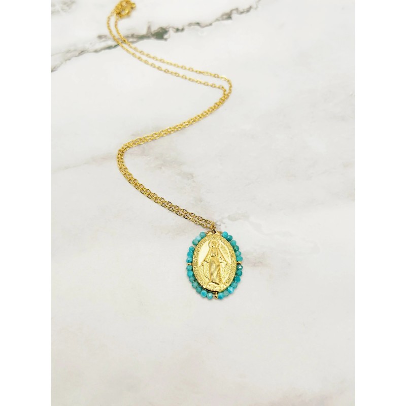 Collier en acier inoxydable ajustable Vierge Perles Collier en acier inoxydable ajustable Vierge Perles