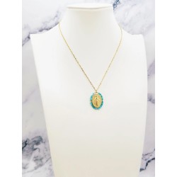 Collier en acier inoxydable ajustable Vierge Perles