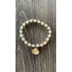 Bracelet en acier inoxydable élastique perles coquillages