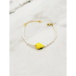 Bracelet en acier inoxydable ajustable Perles Citron
