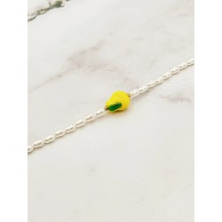Bracelet en acier inoxydable ajustable Perles Citron