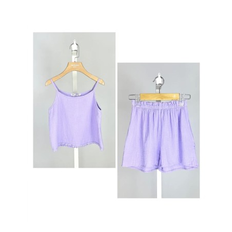 Ensemble en gaze de coton pour fille Lilas