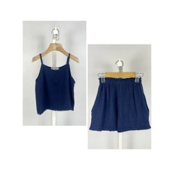 Ensemble en gaze de coton pour fille Marine
