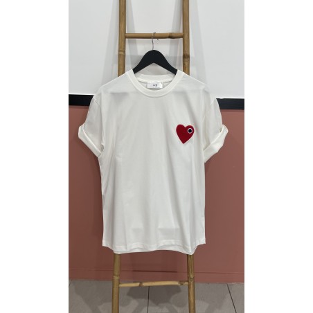 TSHIRT BLANC COEUR ROUGE