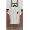 TSHIRT BLANC COEUR ROUGE