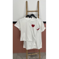 TSHIRT BLANC COEUR ROUGE ENFANT