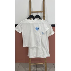 TSHIRT BLANC COEUR BLEUENFANT